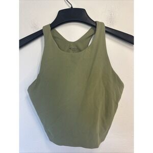 Athleta Women's Racerback Olive Green Sports Bra Size L Built In Support Gym